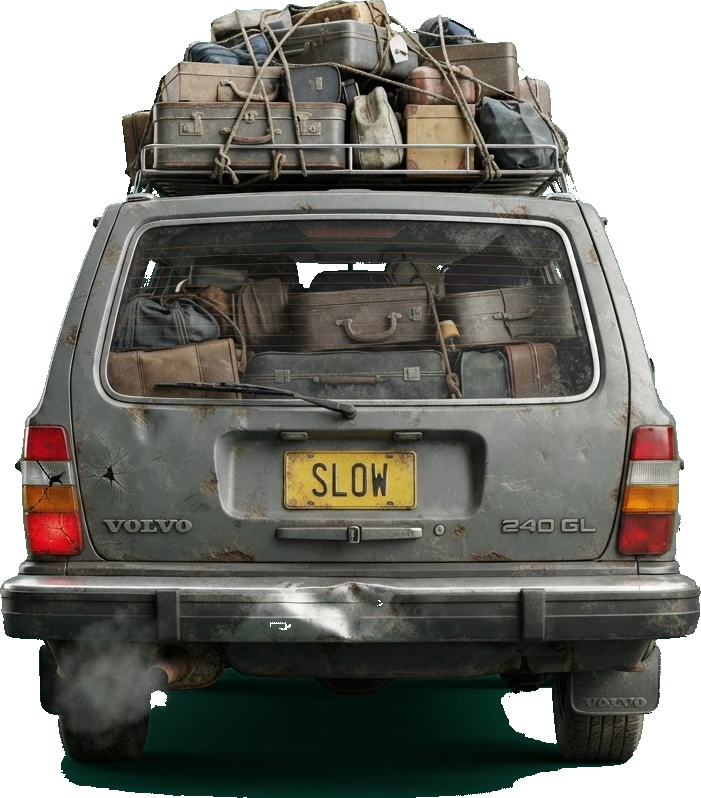 Beat-up legacy ATS wagon loaded with luggage